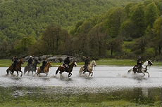 Galop sur le lac, Abruzzes Italie - Randocheval / Absolu Voyages