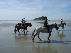 Passage devant le rocher de Tomblaine lors de notre travers&eacute;e de la Baie du Mont Saint Michel - Randocheval
