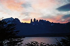 Patagonie, coucher de soleil sur les Torres del Paine