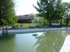 Hongrie : séjour équestre dans la Puszta - la piscine dans le jardin de l'agrotourisme / Randocheval