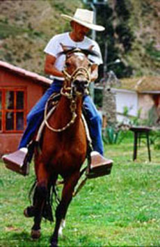 Cavalier p&eacute;ruvien en plein d&eacute;montration de monte locale - P&eacute;rou - Randocheval