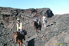 Horse riding trail in lava fields in Italy - Randocheval