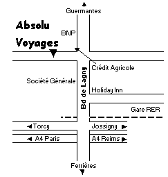 Plan d'acc&egrave;s aux locaux de Randocheval - Absolu Voyages &agrave; Bussy Saint Georges - Marne la Vall&eacute;e