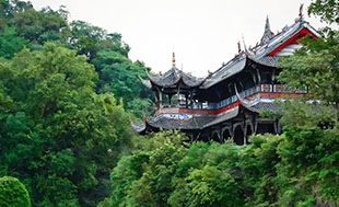 architecture traditionnelle temple bouddhiste foret voyage chine