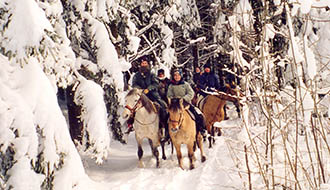 Voyage à cheval dans le Jura en hiver - Randonnée équestre organisée par Randocheval