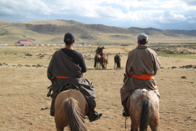Photos de notre randonnée équestre confort sous la yourte en Mongolie : Khustai et les chevaux de Przewalski, Khogno Khan, le Mini Gobi, la Vallée de l'Orkhon, le lac d'Ogii, Karakorum... (Randocheval / Absolu Voyages)